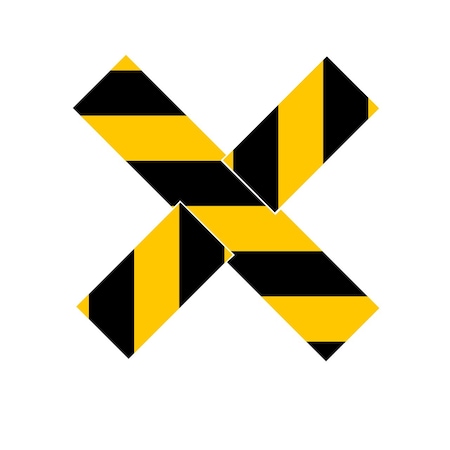 Superior Mark Floor Markings, Xs, 4in, Black/Yellow Hazard Stripe IN-40-599